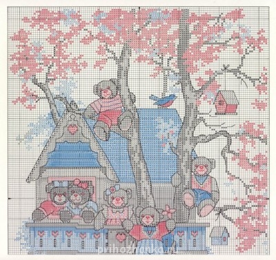 Схемы детских вышивок - Tree House Berds - 1.jpg