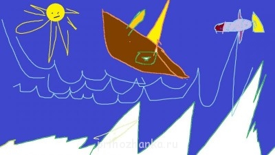 Рыбка, море, айсберги, корабль