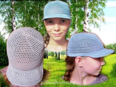 Кепка-бейсболка 2 связана крючком №2, пряжа Камелия (пнк им.Кирова), 305м/100гр <br />Размер 53-й<br />Расход 50г.