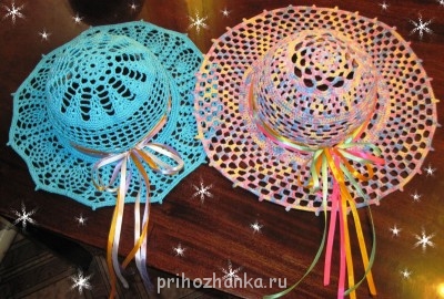 Вязание крючком - шляпки с ленточками.jpg