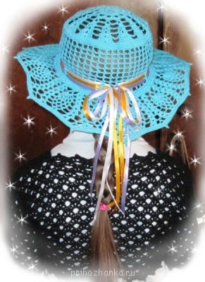 Вязание крючком - шляпки с ленточками 002.jpg