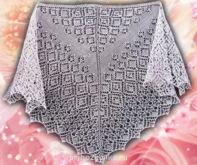 Вязание спицами - Шаль Осенний вальс 1.JPG