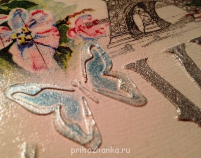 через трафрет + перламутровая краска