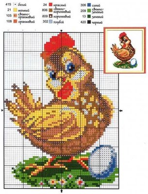 Схемы вышивок Люди, животные, птицы, насекомые  - kur1b.jpg