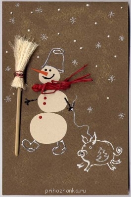 Рождественские открытки и другие подарки своими руками - otkrytka_snegovik.jpg