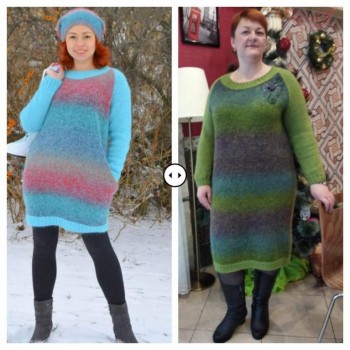 Ну разве они одинаковы? По мне так совсем нет. Хотя связаны из одной пряжи, только другой расцветки