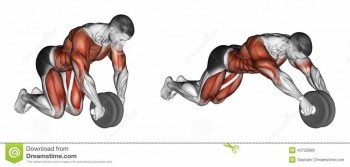 Женщина и спорт - exercising-straightening-simulator-wheel-bodybuilding-target-muscles-marked-red-initial-final-steps-43722880.jpg