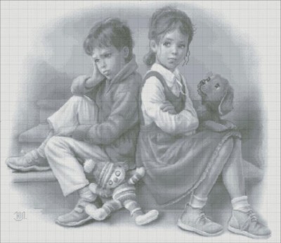 Схемы вышивок Люди, животные, птицы, насекомые  - поссорились.jpg