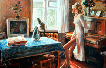 Картины и рисунки с животными. Всё, что нам нравится  - kartina-nastasia-chudakova-iiunskim-utrom-komnata-utiug-fort.jpg