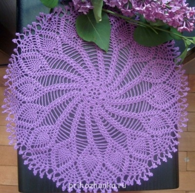 Вязание крючком - салфетка сиреневая.JPG